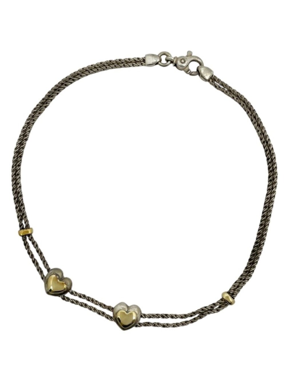 Tiffany & Co Necklace Double Rope Heart 925 Sterling Silver Gold